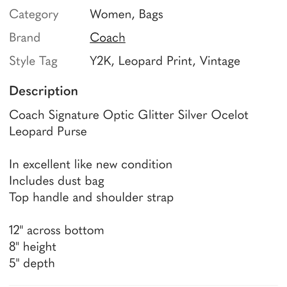 Coach Y2K Ashley Gray And Silver Ocelot Leopard Print Purse - Picture 2 of 8